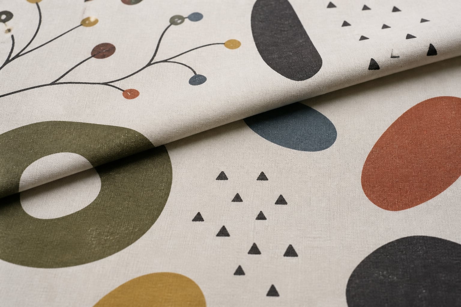 Anonymous yellow and geometric textile pieces arranged as a pattern study